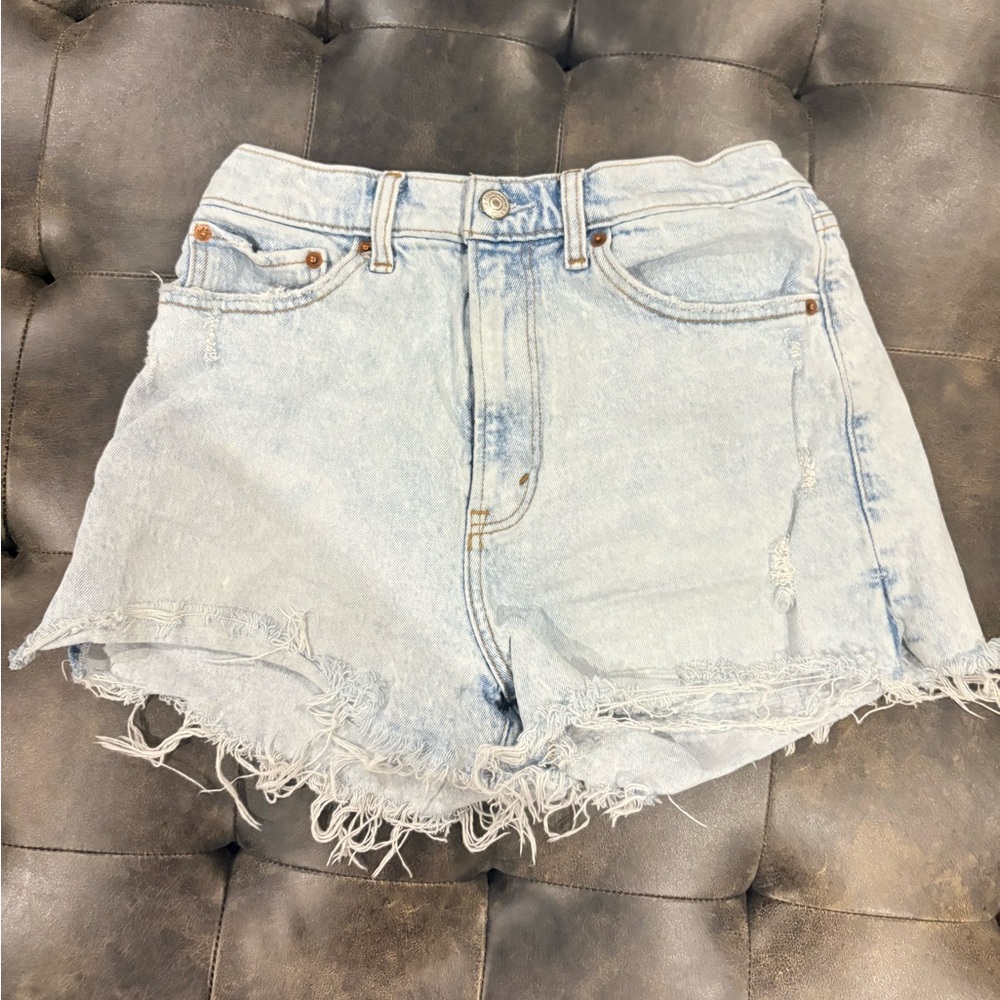 Abercrombie & Fitch Light Blue Frayed Jean Shorts